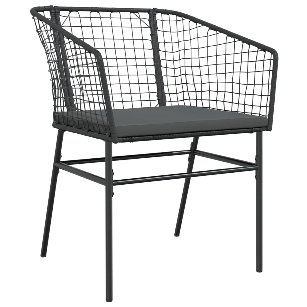 2 db fekete polyrattan kerti szék párnával