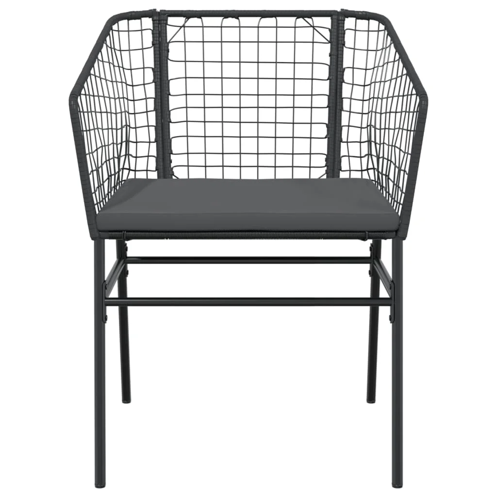 2 db fekete polyrattan kerti szék párnával