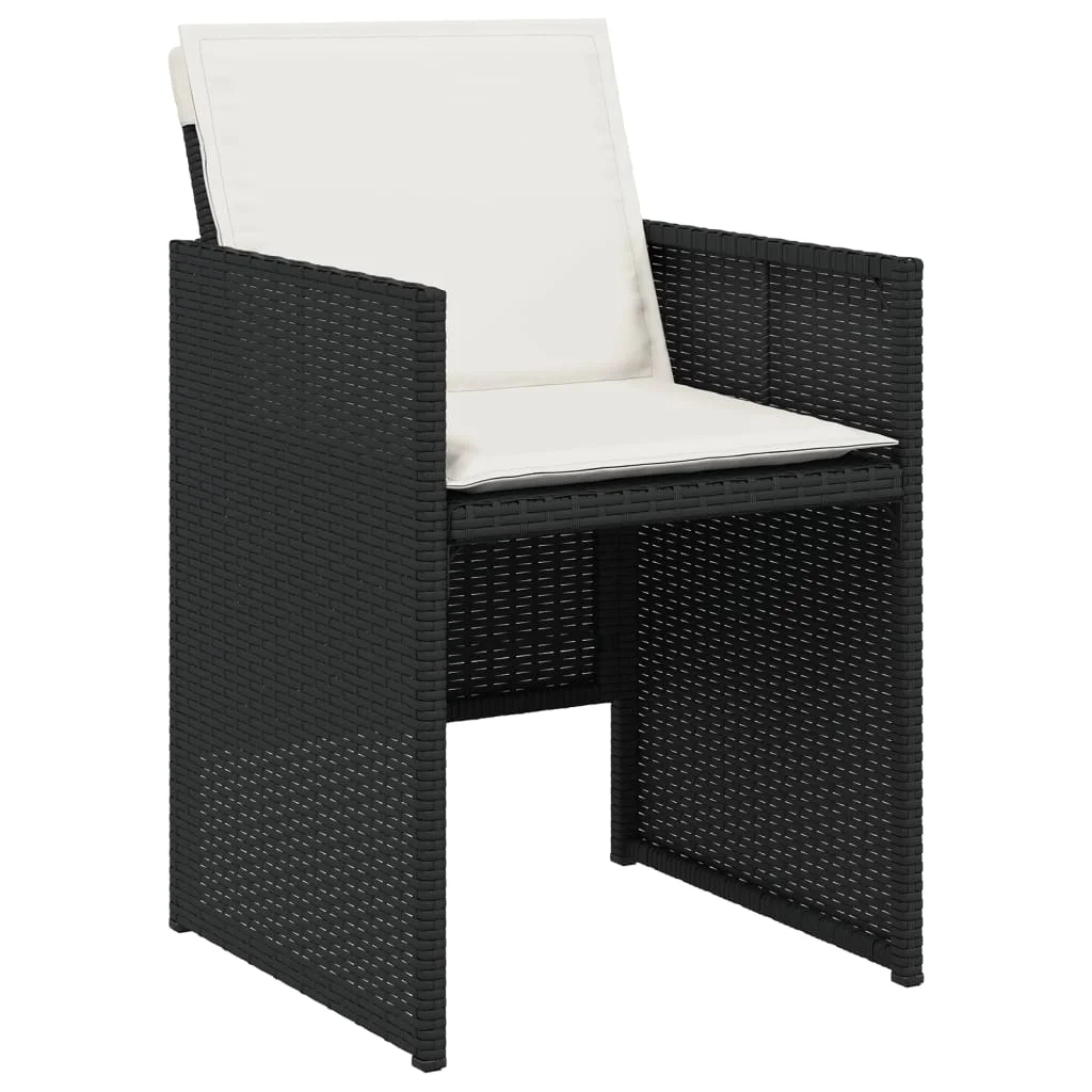 4 db fekete polyrattan kerti szék párnával