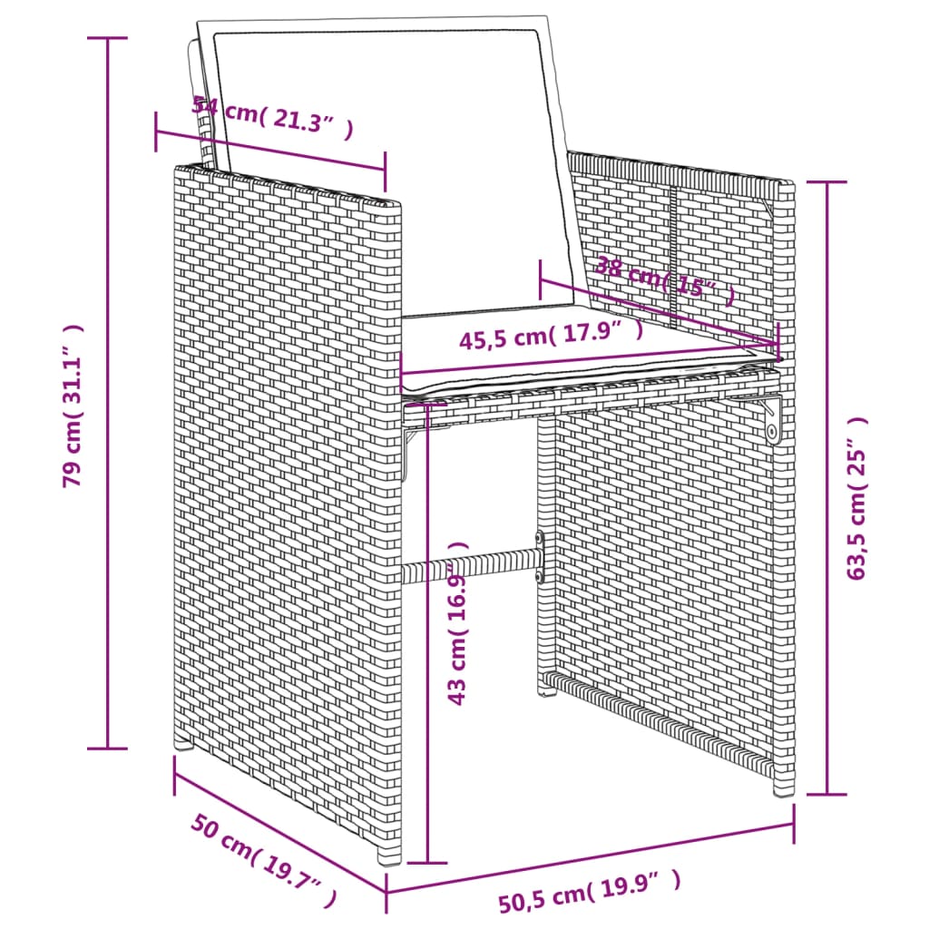 4 db szürke polyrattan kerti szék párnával