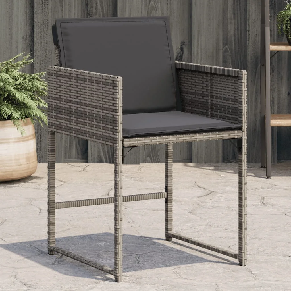 4 db szürke polyrattan kerti szék párnával