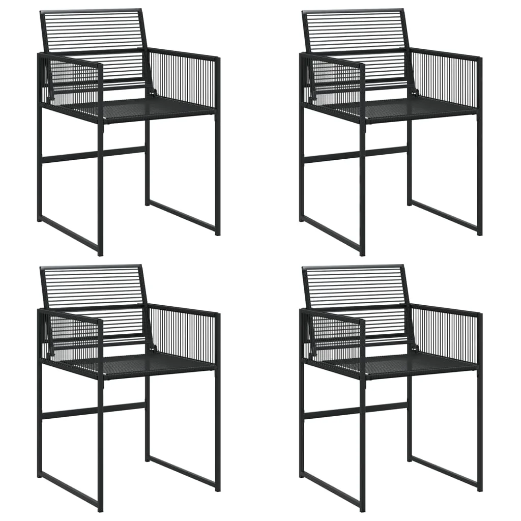 4 db fekete polyrattan kerti szék