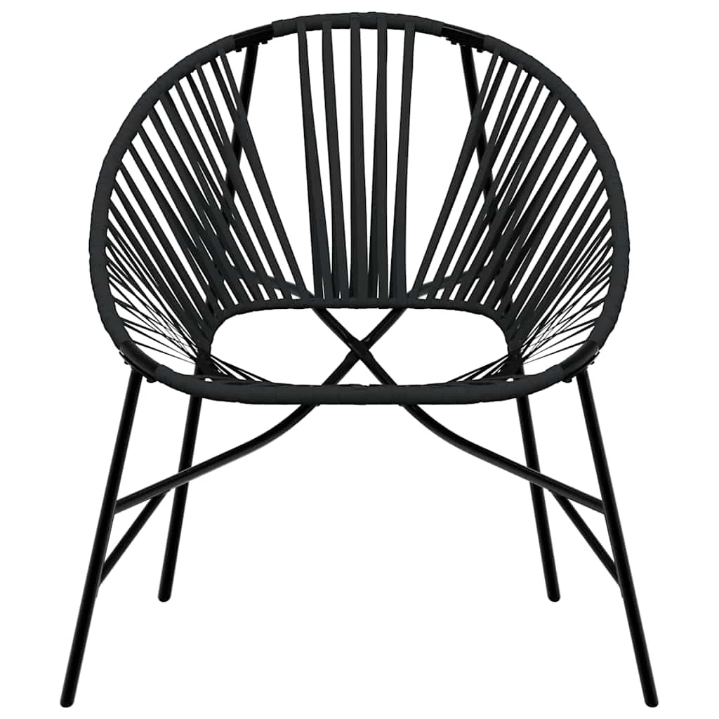 3 db fekete polyrattan kerti szék szett