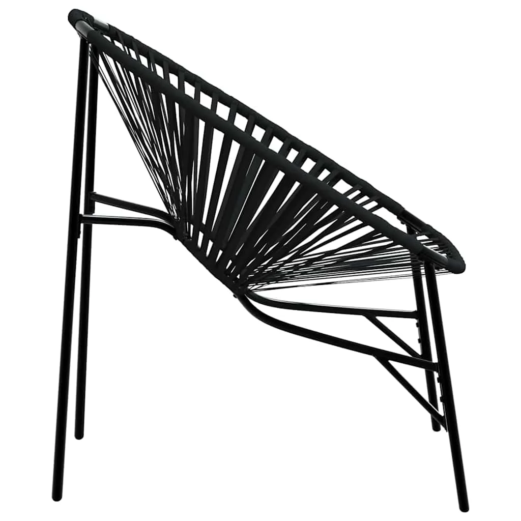 3 db fekete polyrattan kerti szék szett
