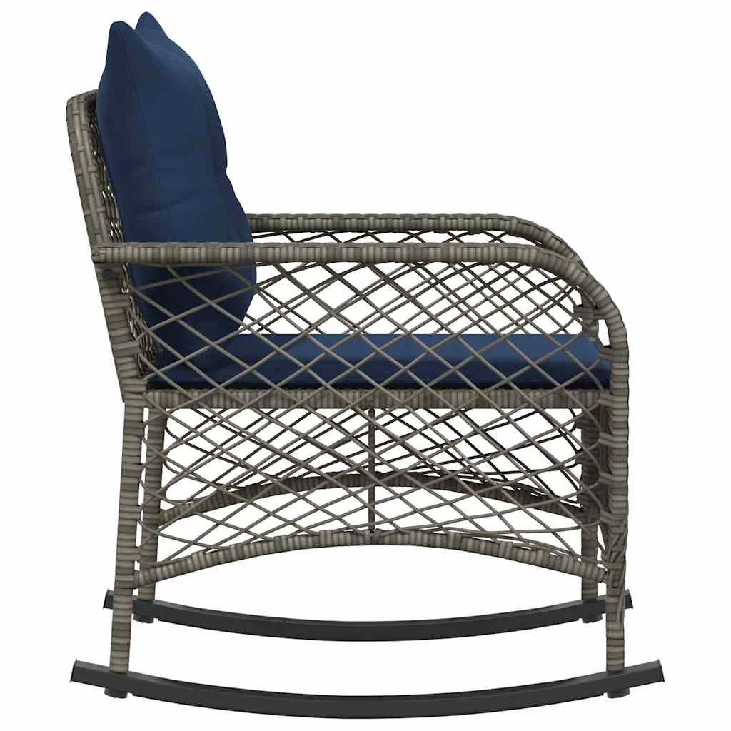 Szürke polyrattan kerti hintaszék párnával
