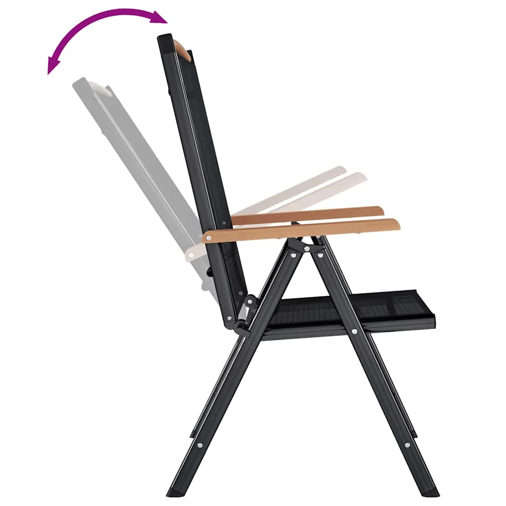 4 db fekete alumínium és textilén összecsukható kerti szék