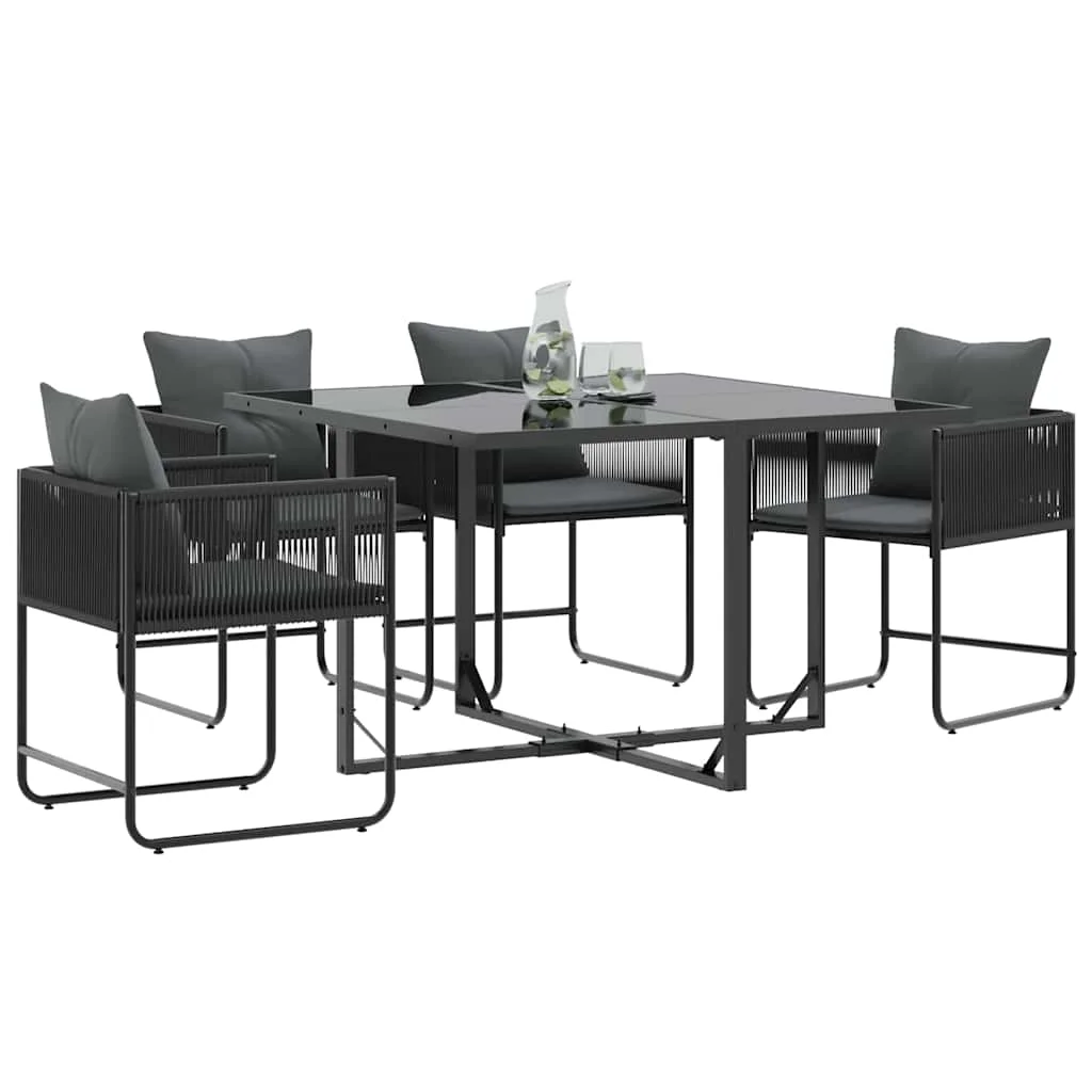 Kerti Székek Párnákkal 4 db Fekete Polirattan