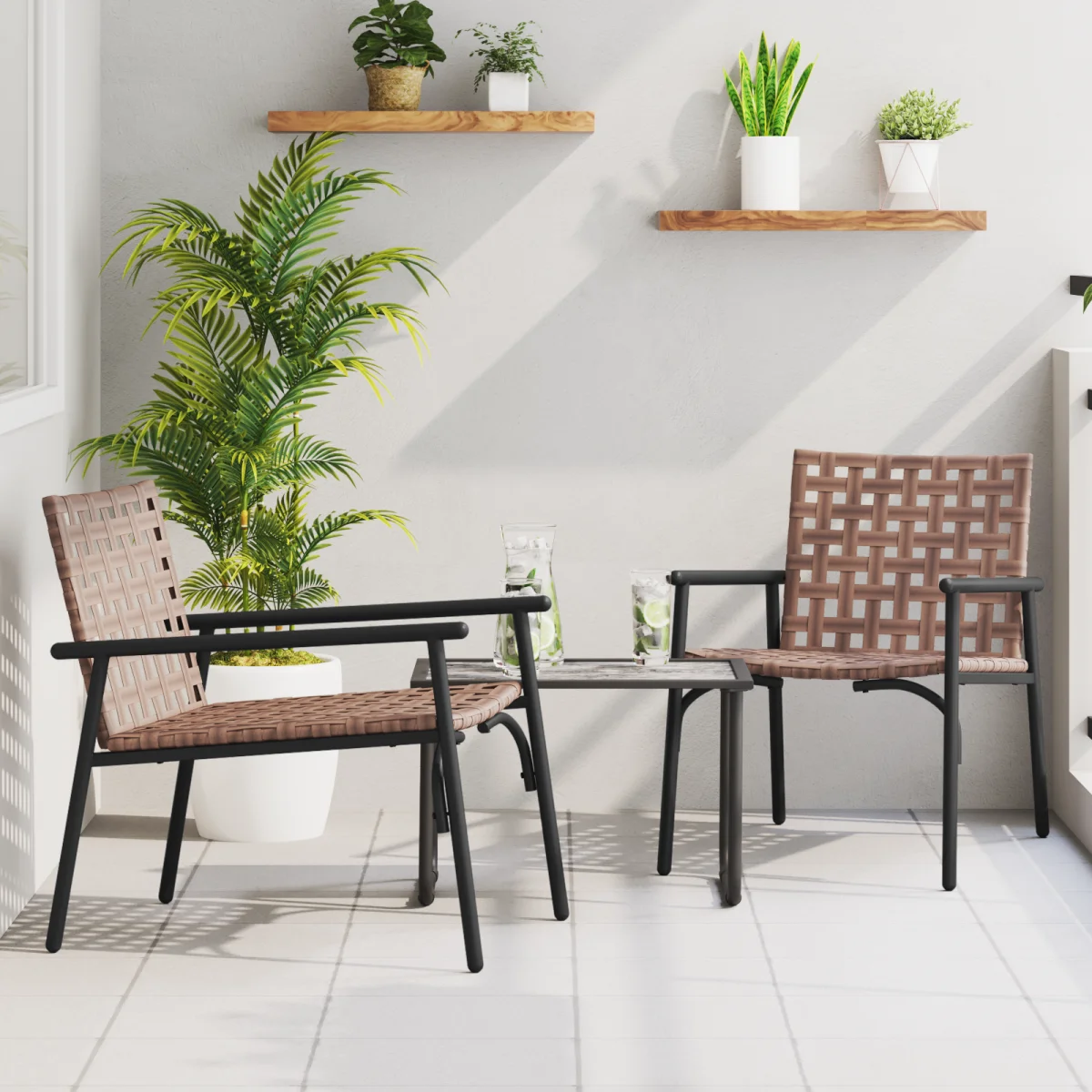 Kerti székek 2 db Fekete 79x56x73,5 cm Poly Rattan