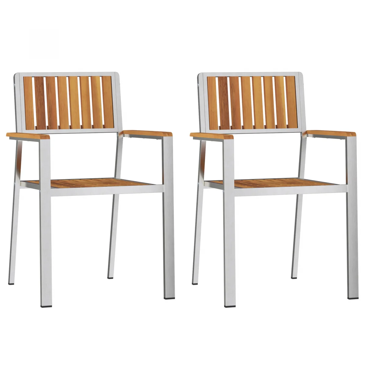 Összecsukható Kerti Székek 2 db Tömör Akácfa és Rozsdamentes Acél