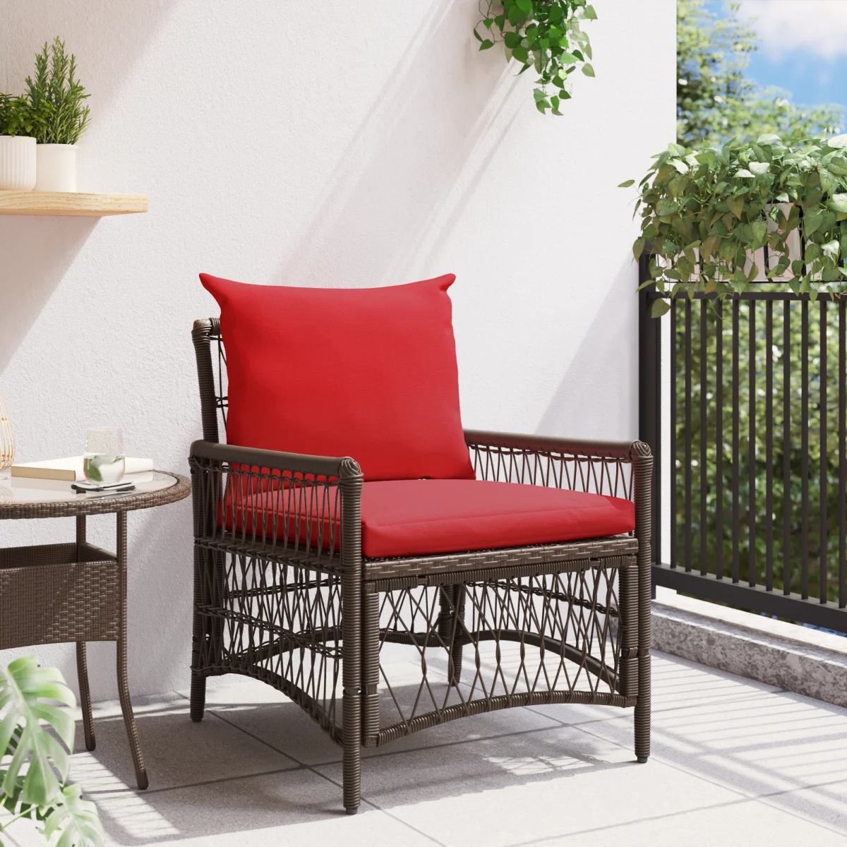 Kerti Szék Párnákkal Barna 60x70x78 cm Poli Rattan