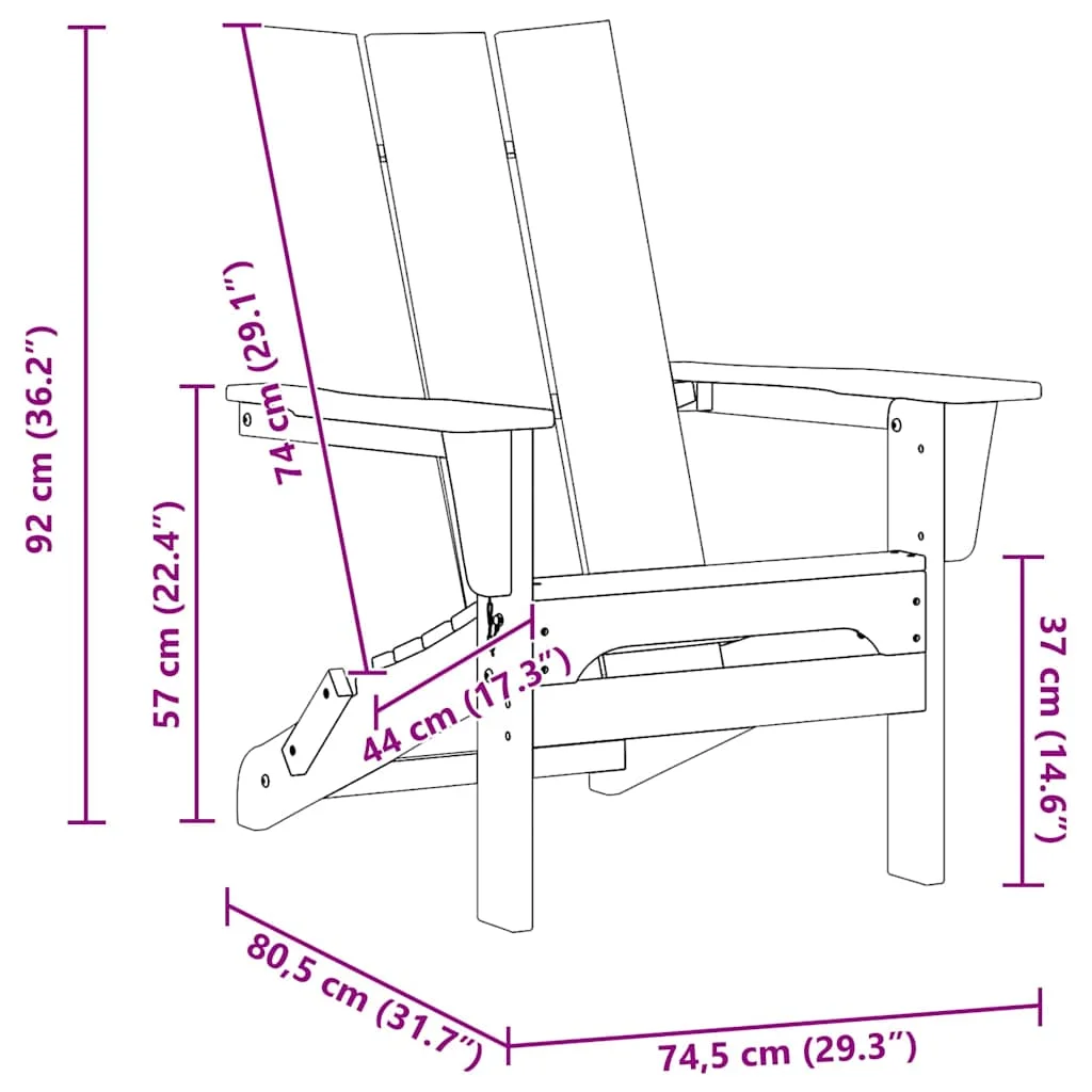 összecsukható Adirondack szék tengerészkék 74.5x80.5x90 cm HDPE