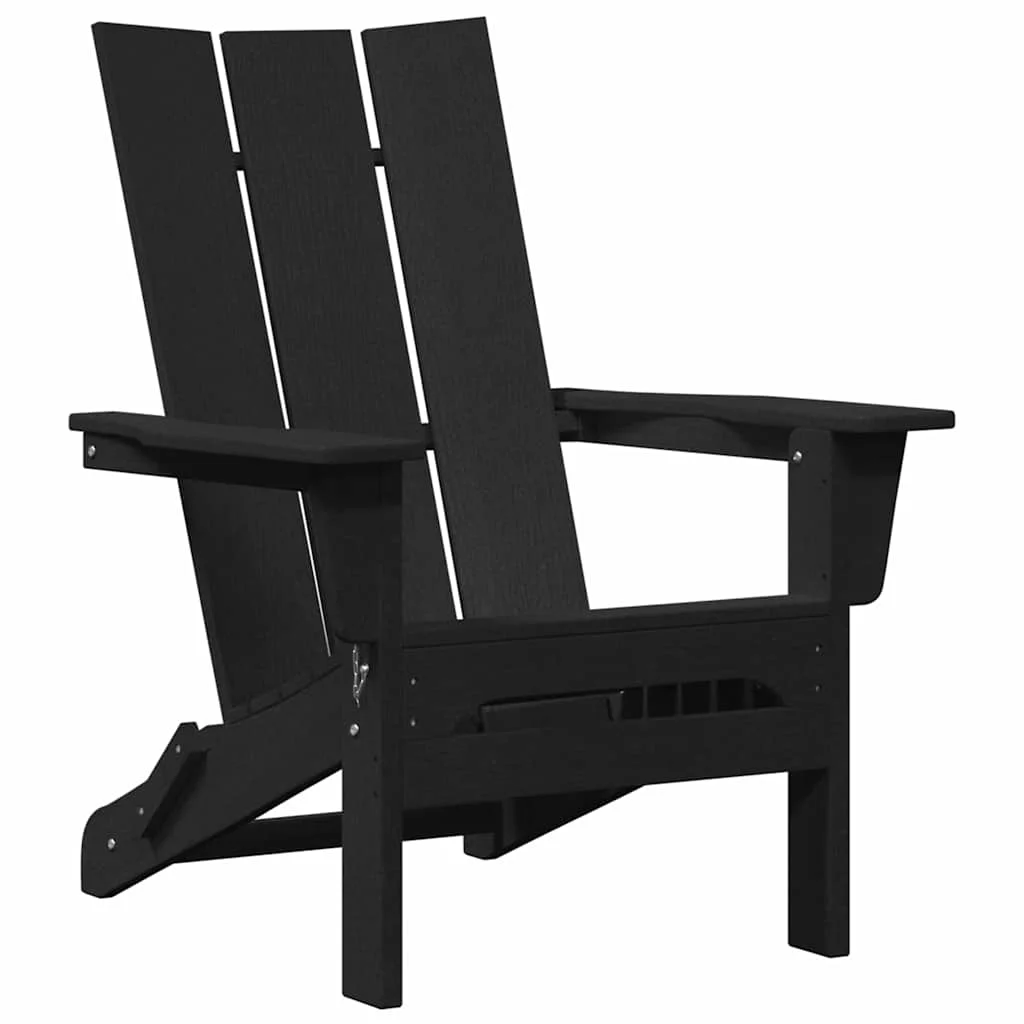 összecsukható Adirondack szék fekete 74,5x80,5x90 cm HDPE