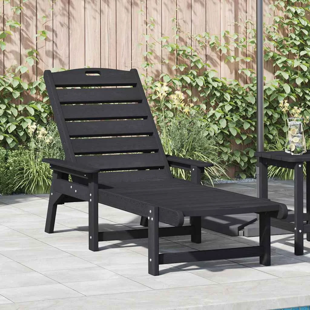Fekete Napozóágy 53x162x98.5 cm HDPE