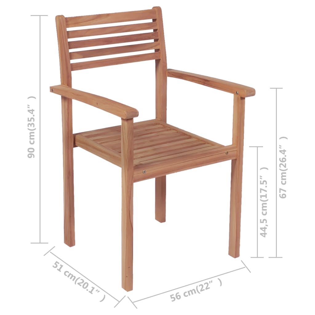 4 db rakásolható tömör tíkfa kerti szék