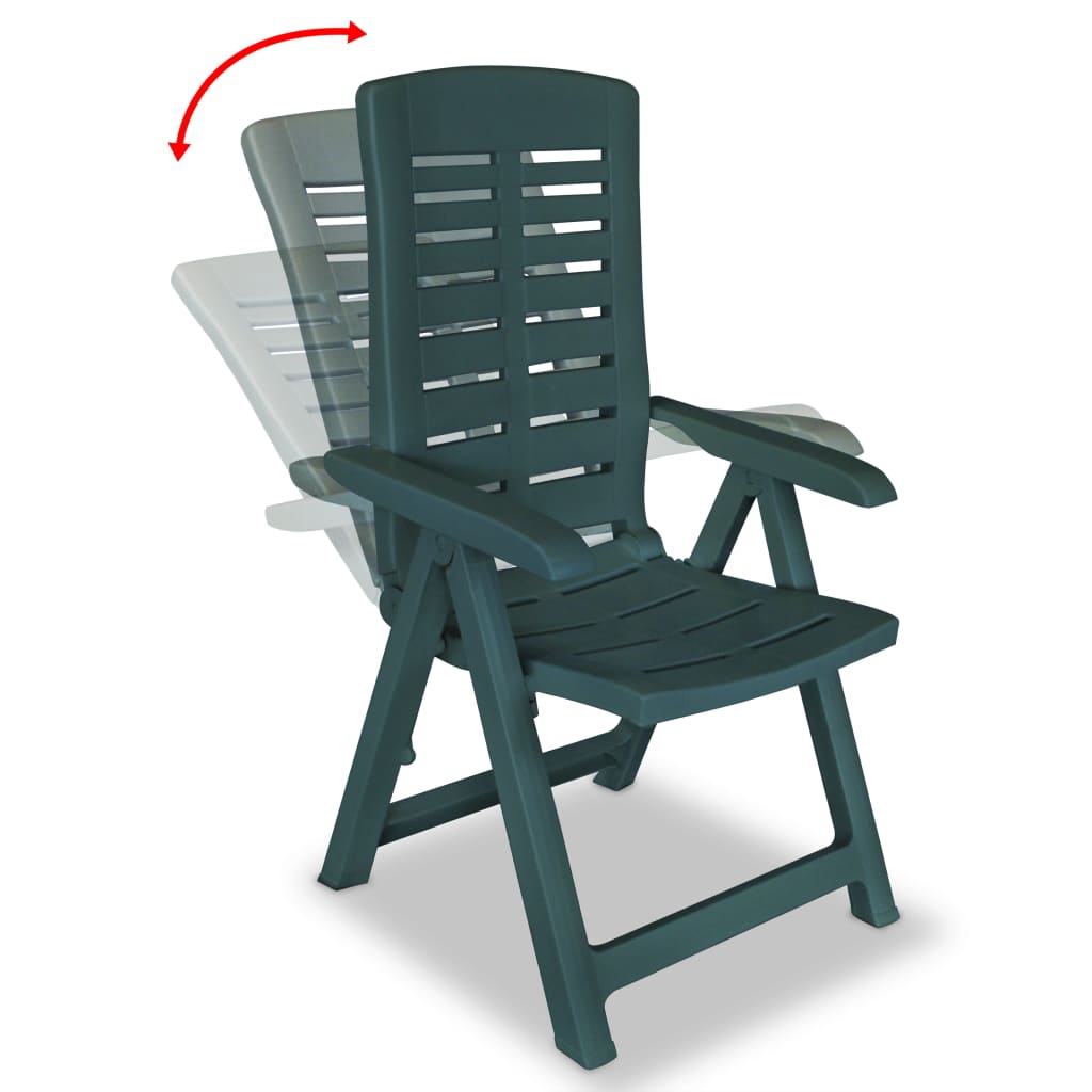 2 db zöld dönthető műanyag kerti szék