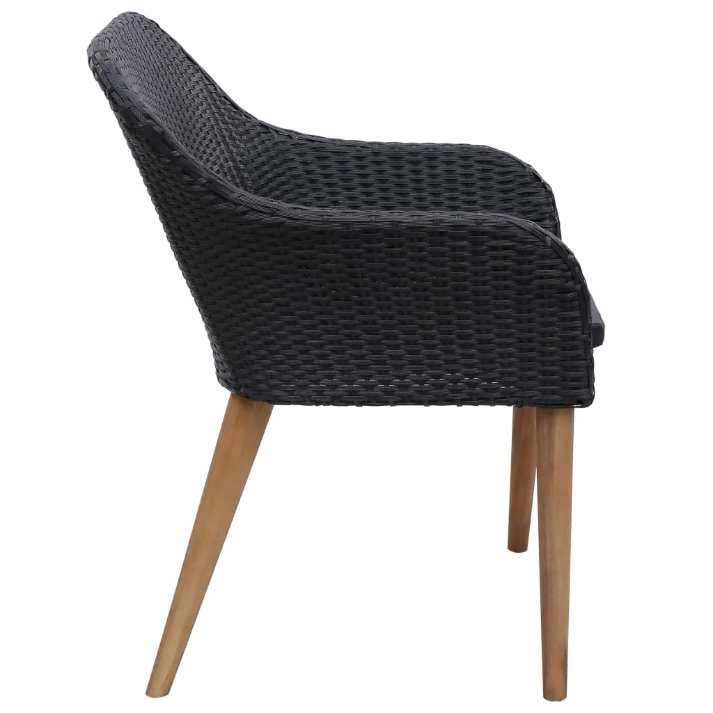 2 db fekete polyrattan kültéri szék párnával 