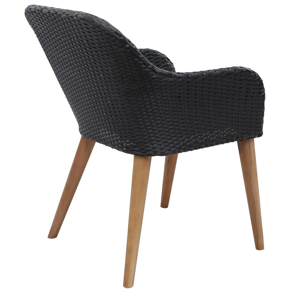 2 db fekete polyrattan kültéri szék párnával 