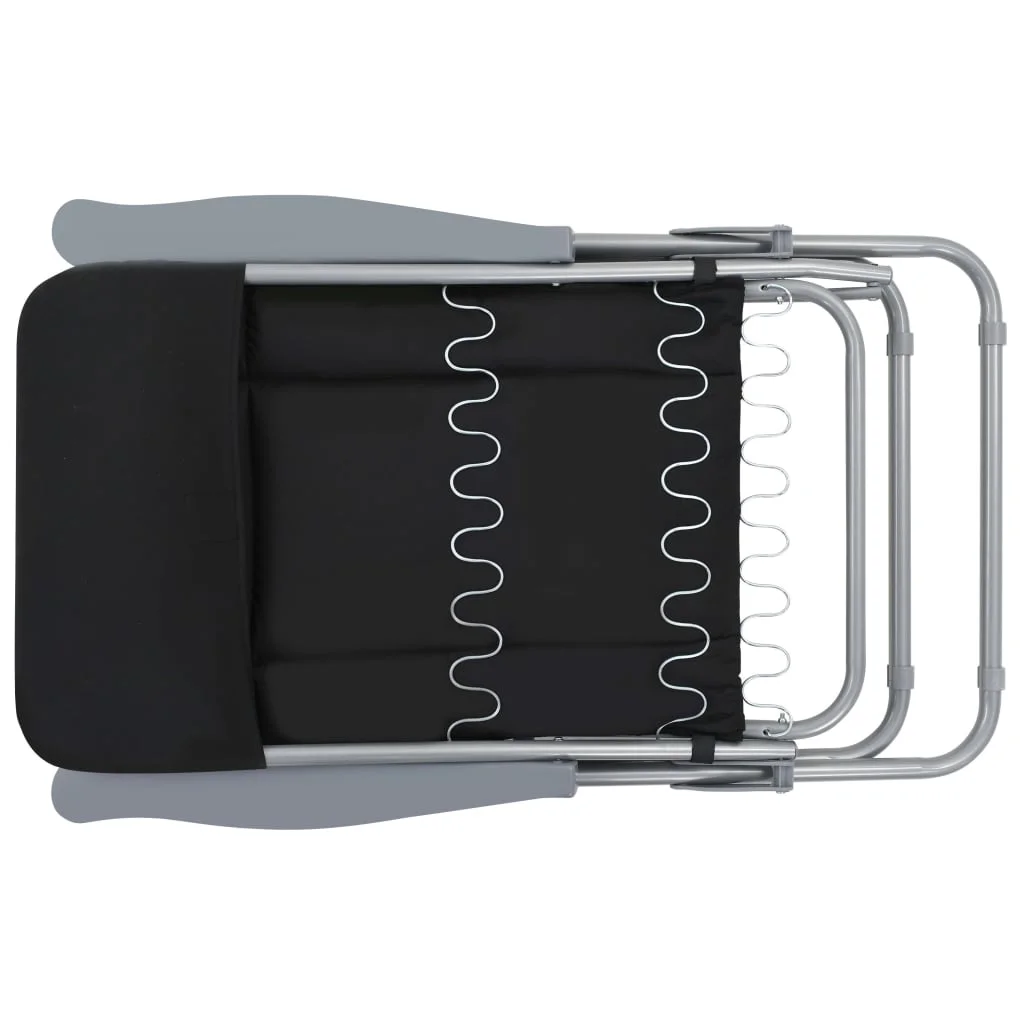 2 db fekete összecsukható kerti szék párnával 