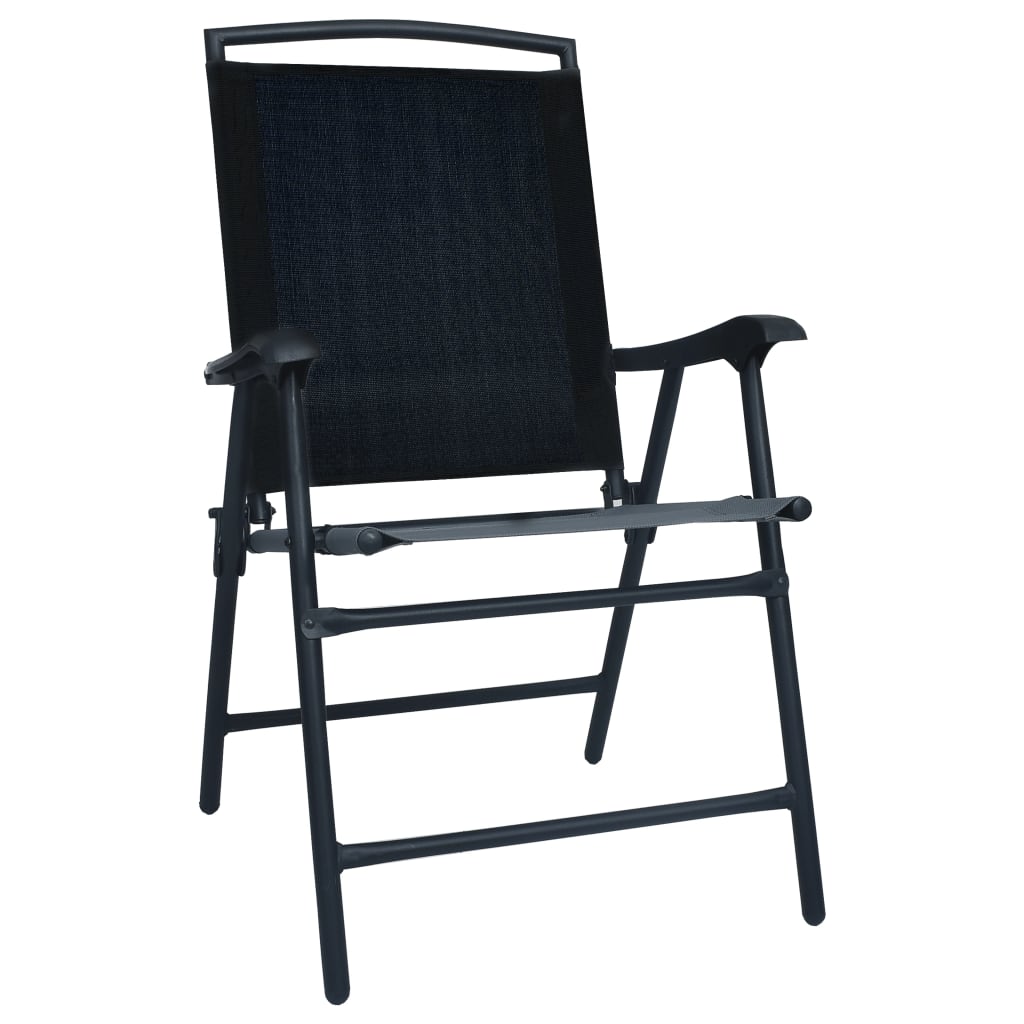 2 db fekete összecsukható kerti textilén szék