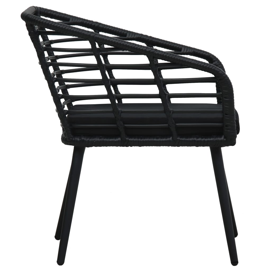 2 db fekete polyrattan kerti szék párnával