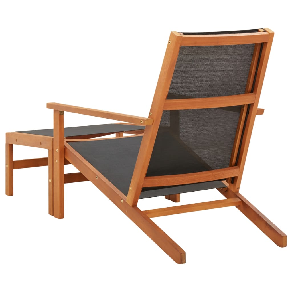 Tömör eukaliptuszfa és textilén kerti szék lábtartóval