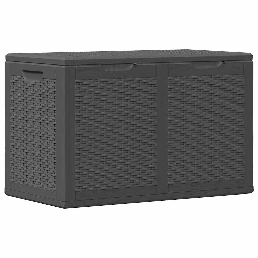 Fekete PP rattan kerti tárolóláda 180 L