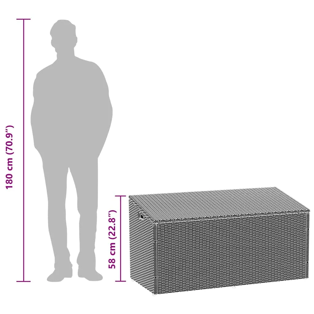 Barna polyrattan kerti tárolóláda 110x50x58 cm