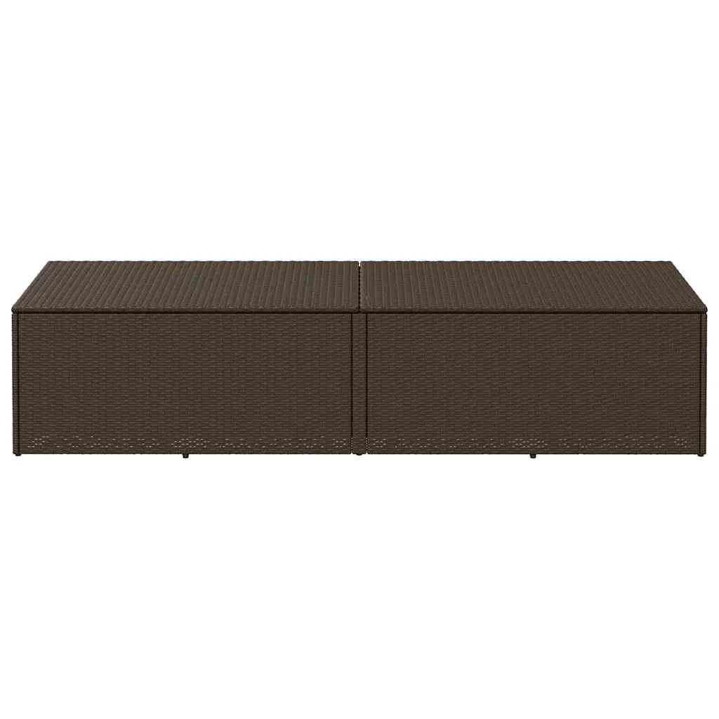 Barna polyrattan kerti tárolóláda 220x50x58 cm