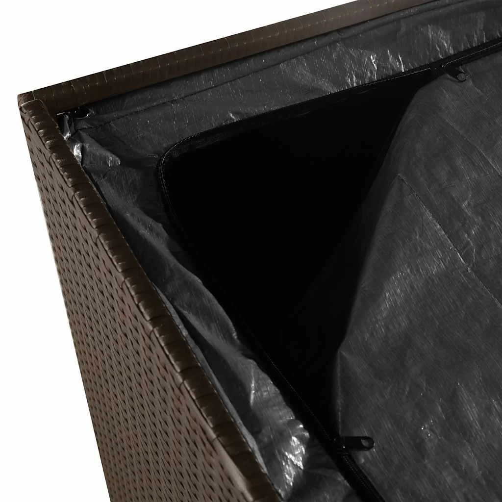 Barna polyrattan kerti tárolóláda 220x50x58 cm