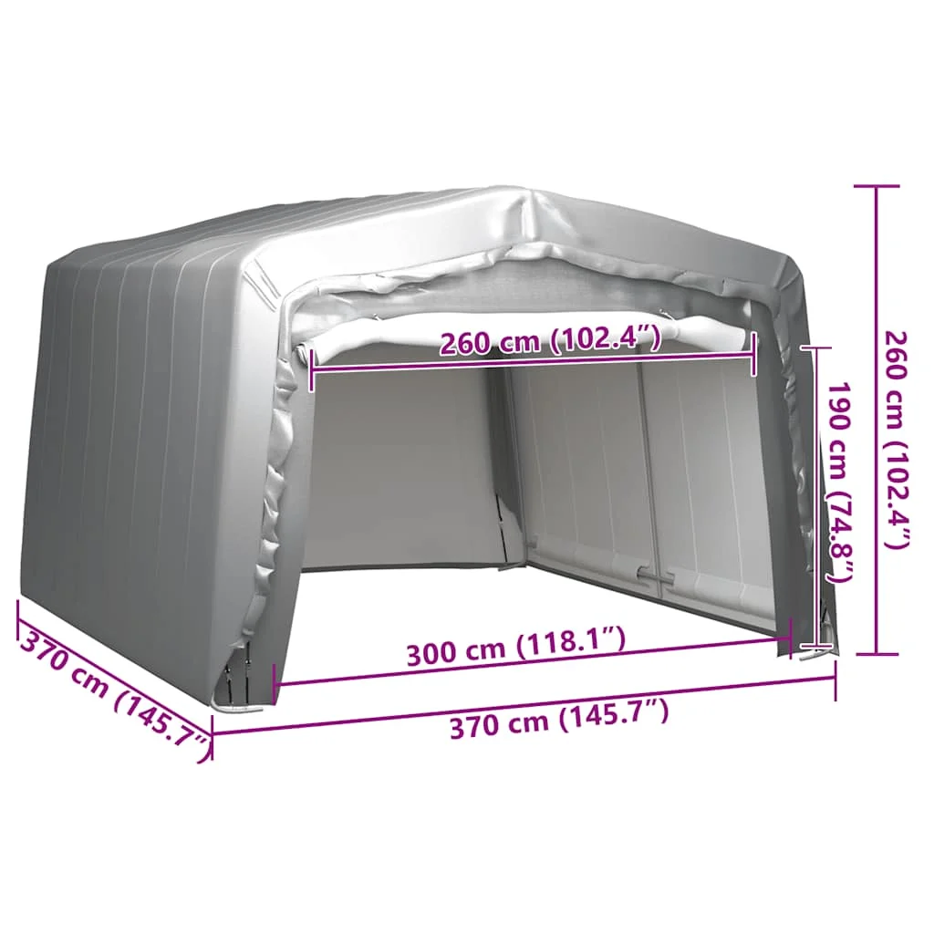 Szürke acél tárolósátor 370x370 cm