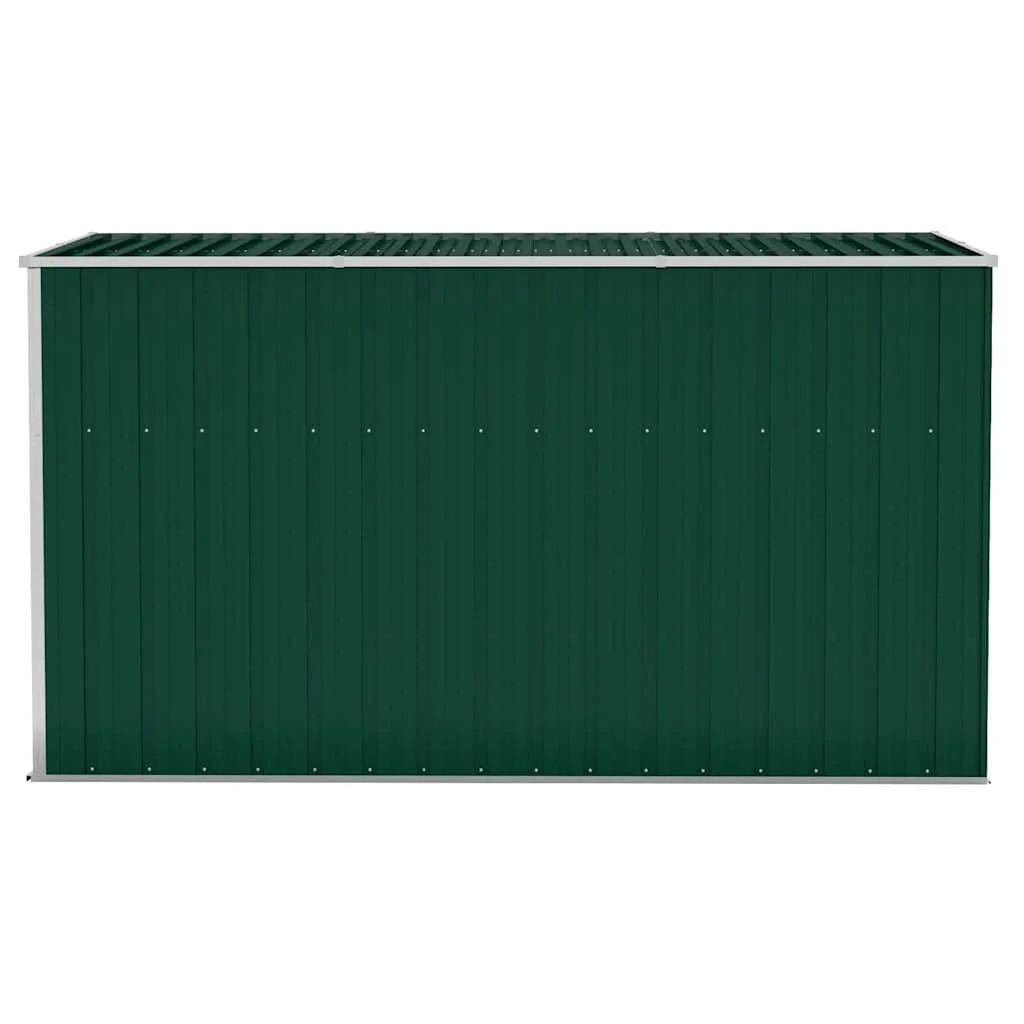 Zöld acél falhoz erősíthető kerti fészer 118 x 288 x 178 cm