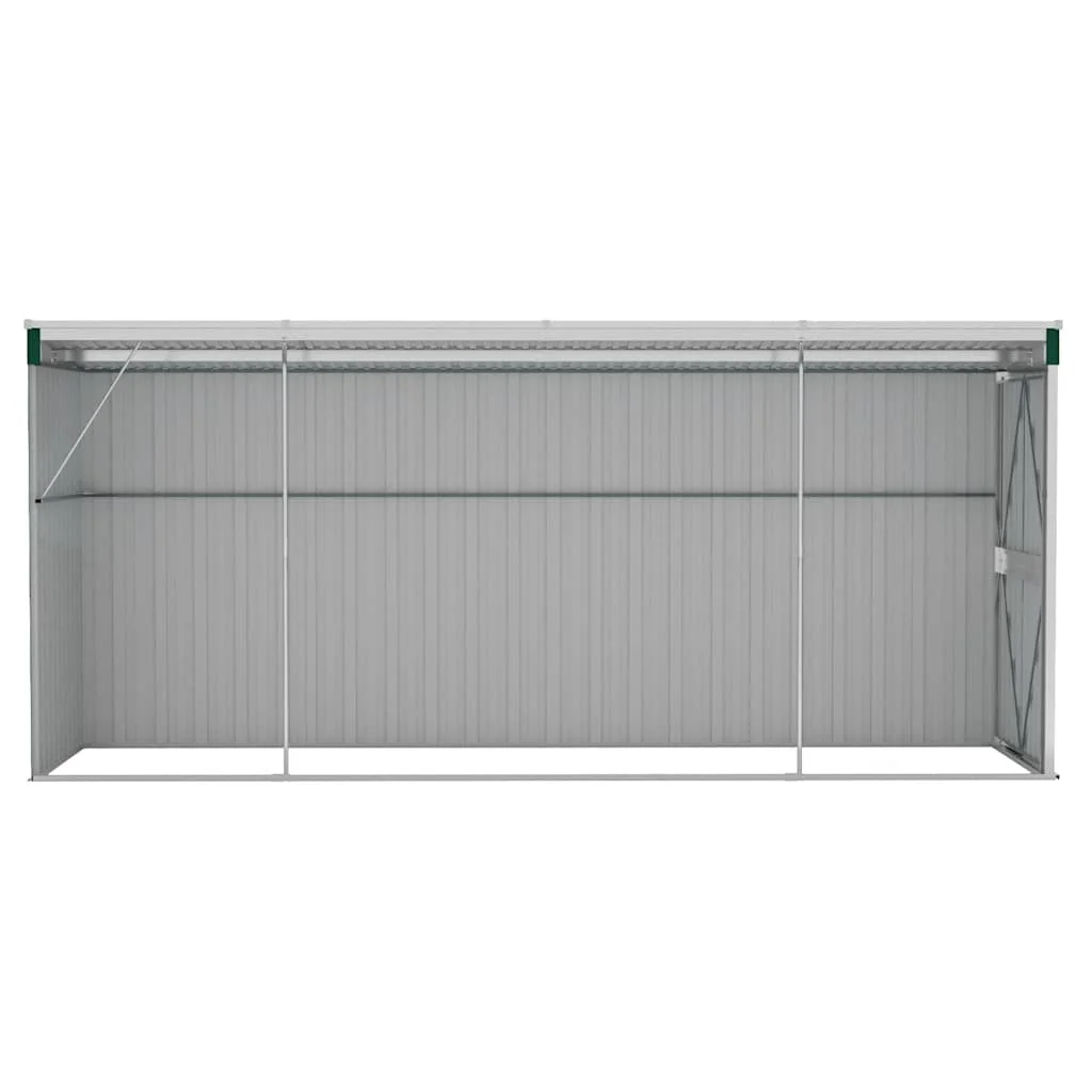 Zöld acél falhoz erősíthető kerti fészer 118 x 382 x 178 cm