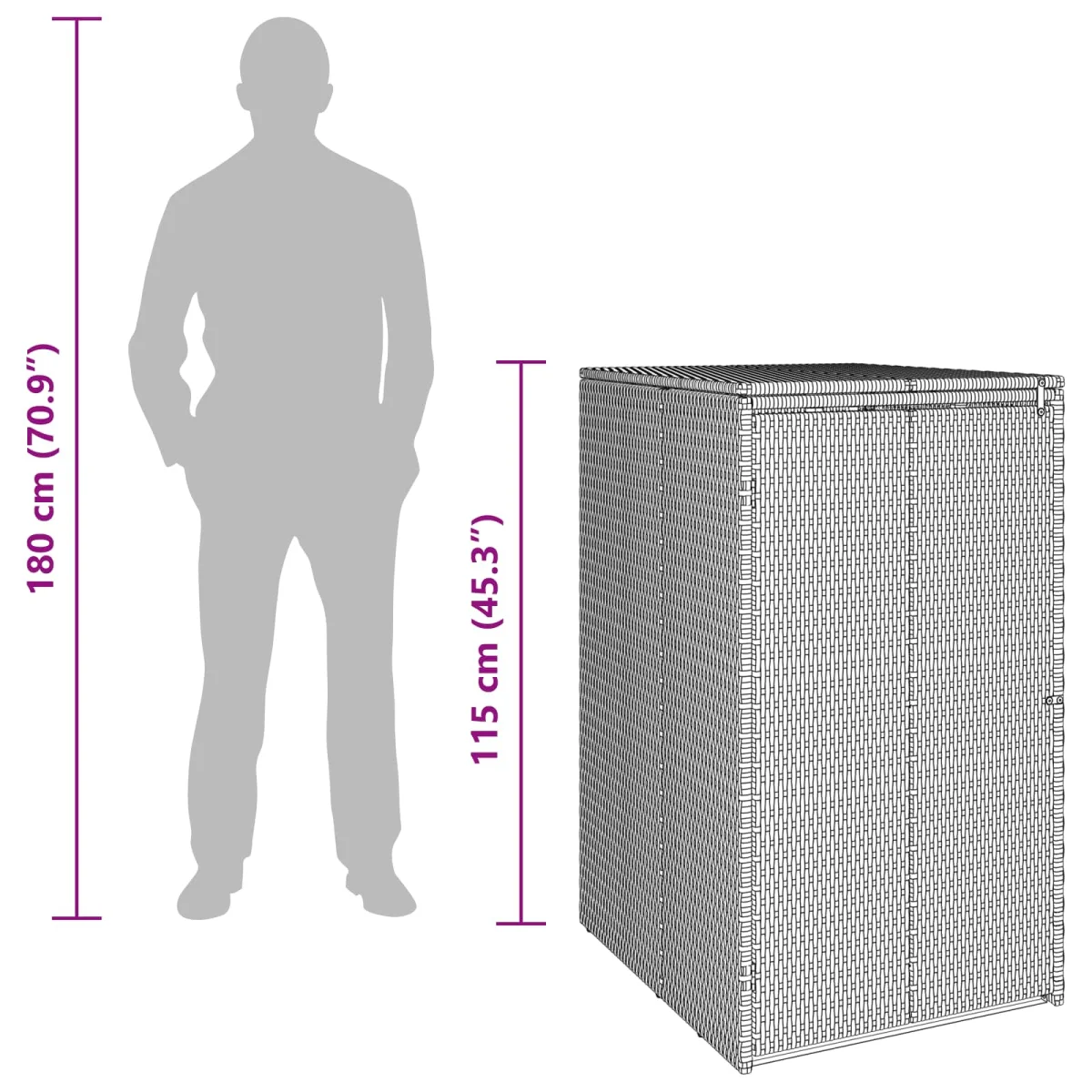 Kuka Doboz Fekete 65 x 80 x 115 cm Polietilén