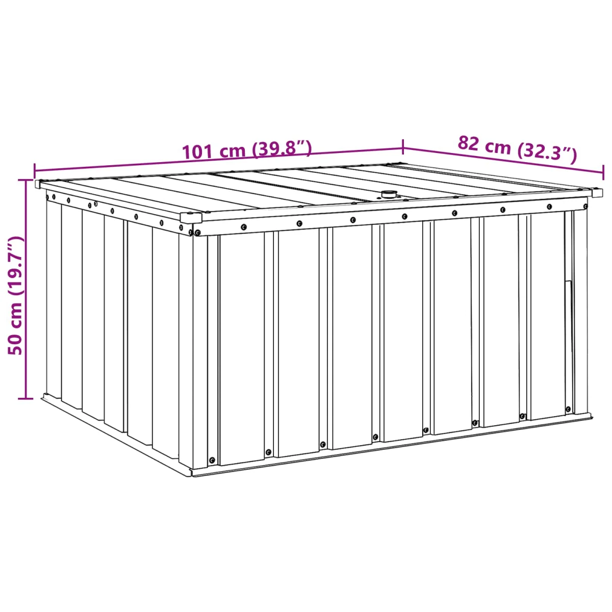 Kerti Tároló Doboz Fekete 101 x 82 x 50 cm Acél