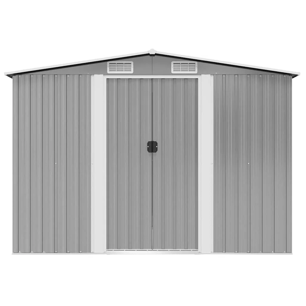 Szürke fém kerti fészer 257 x 205 x 178 cm