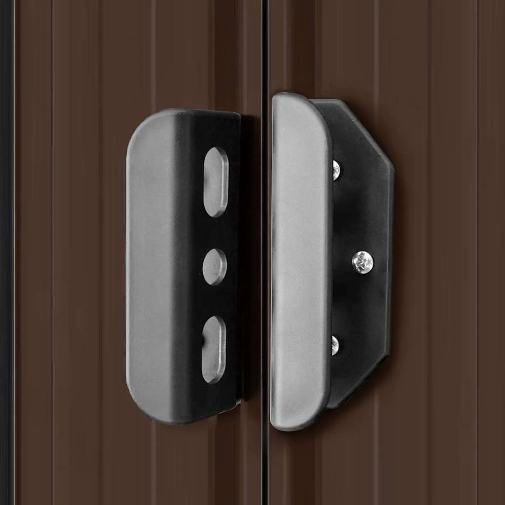 Barna acél kerti fészer 257 x 205 x 178 cm 