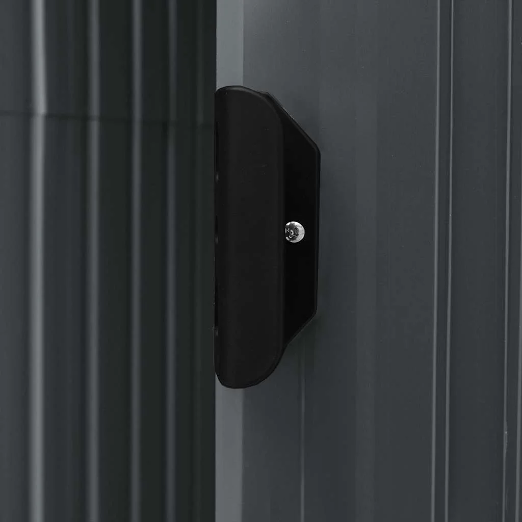 Antracitszürke vas kerti fészer állvánnyal 205 x 130 x 183 cm