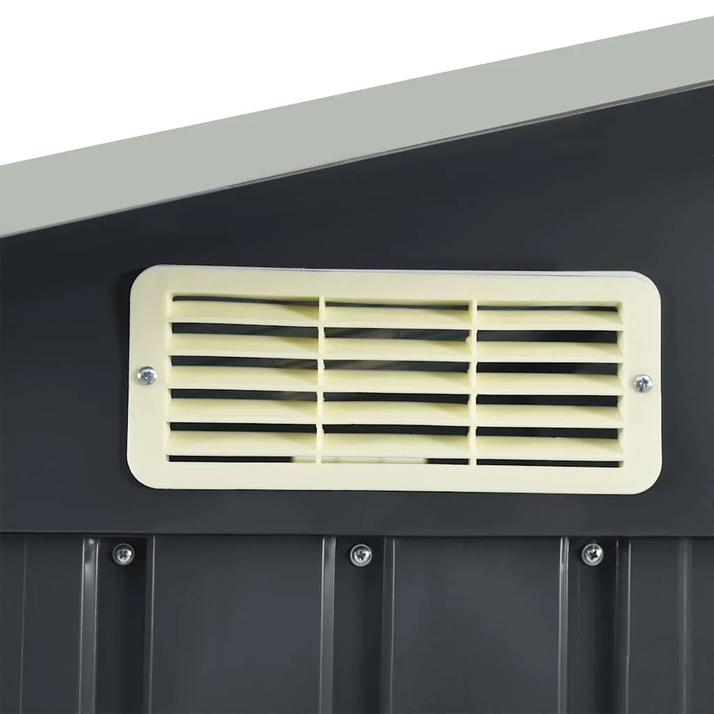 Antracitszürke vas kerti fészer állvánnyal 205 x 130 x 183 cm