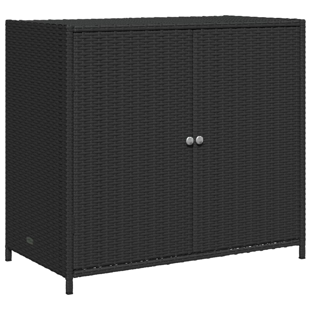 Fekete polyrattan kerti tárolószekrény 83 x 45 x 76 cm