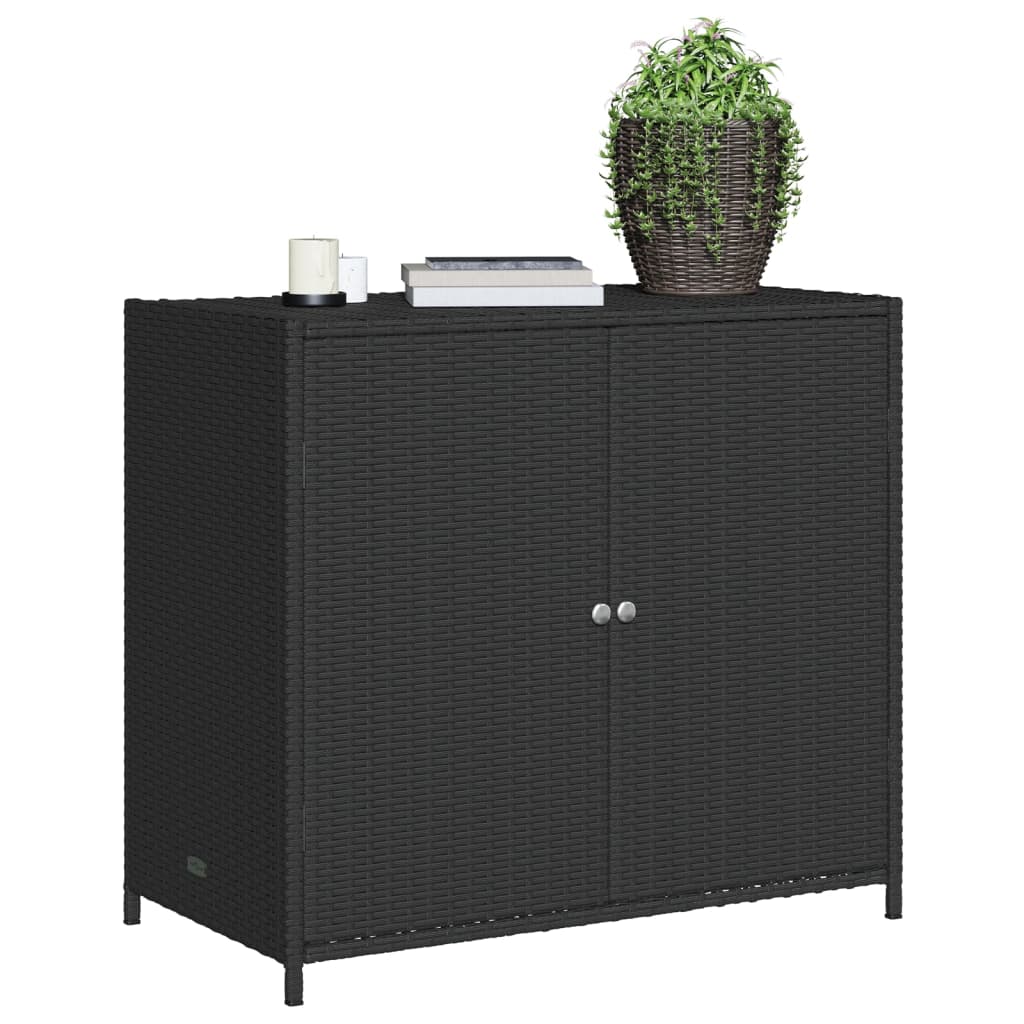 Fekete polyrattan kerti tárolószekrény 83 x 45 x 76 cm