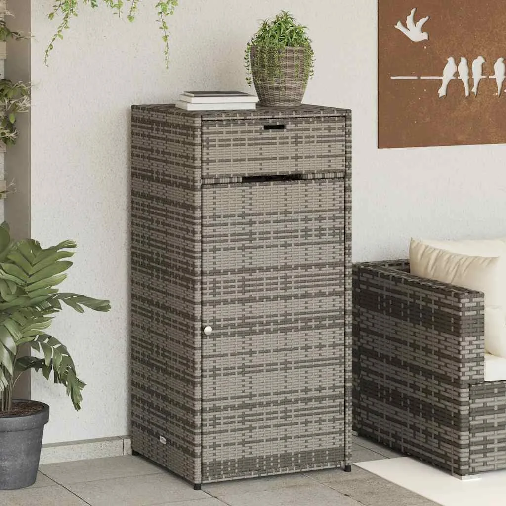 Szürke polyrattan kerti tárolószekrény 55 x 55 x 111 cm