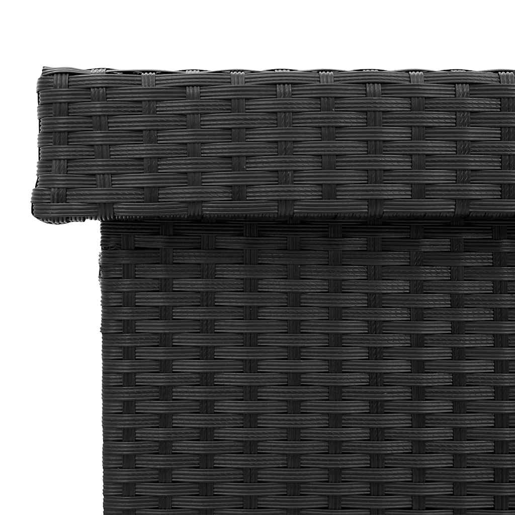 Fekete polyrattan kerti tárolóláda kerekekkel 110x55x73 cm