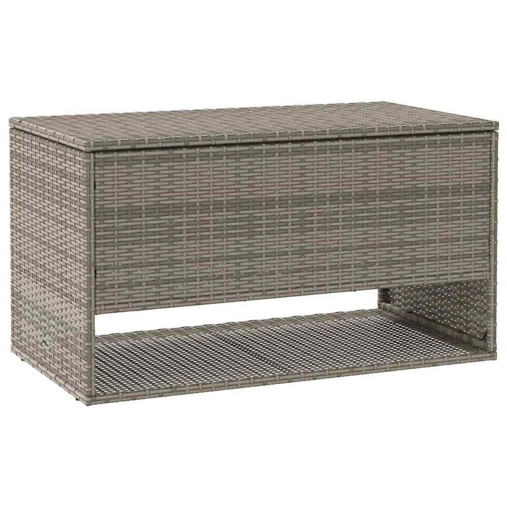 Szürke polyrattan kültéri párna doboz 100x55x55,5 cm