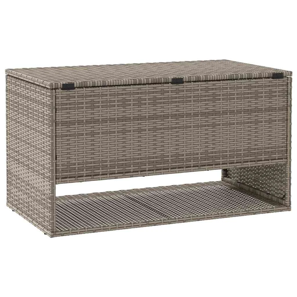 Szürke polyrattan kültéri párna doboz 100x55x55,5 cm