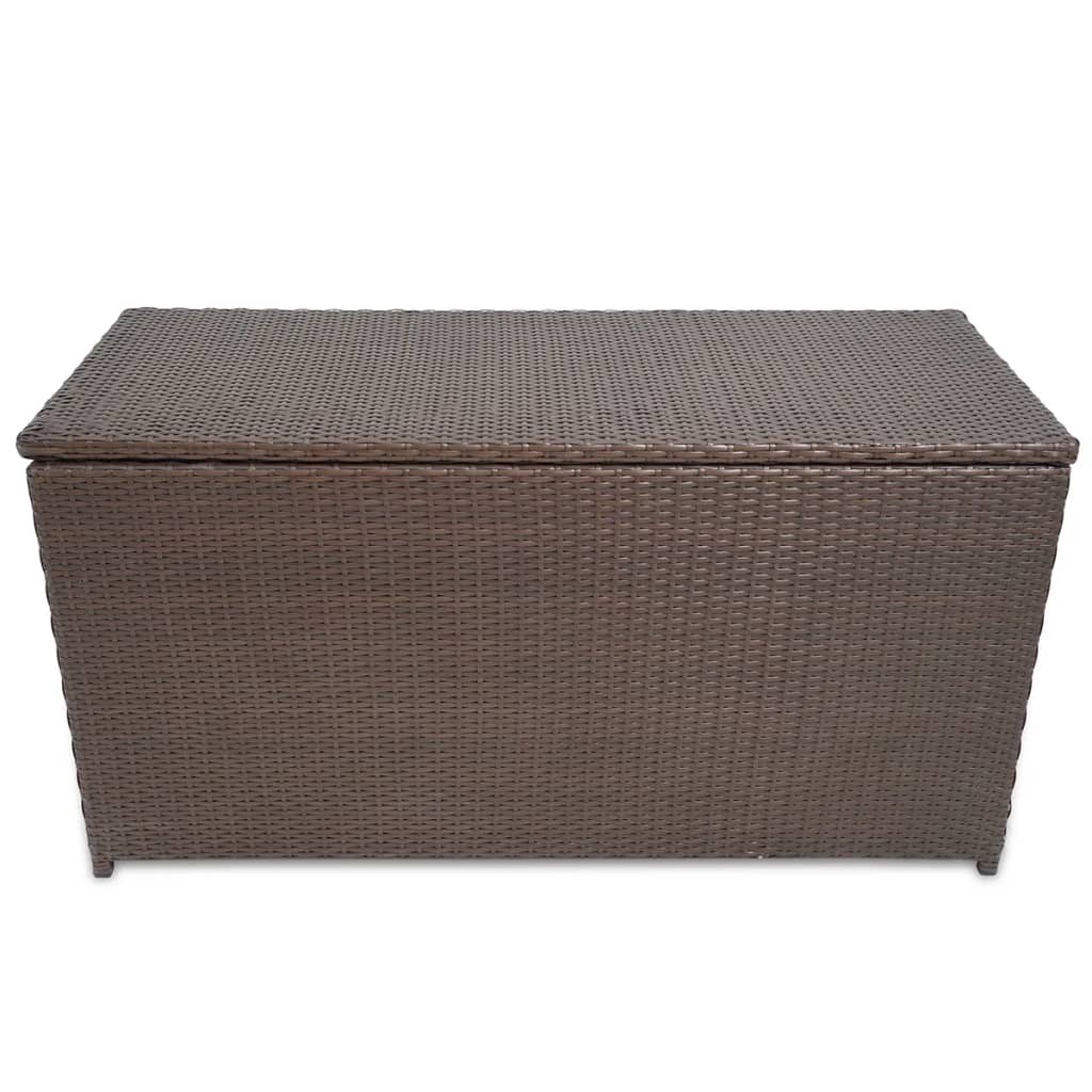 Barna polyrattan kerti tárolóláda 120 x 50 x 60 cm