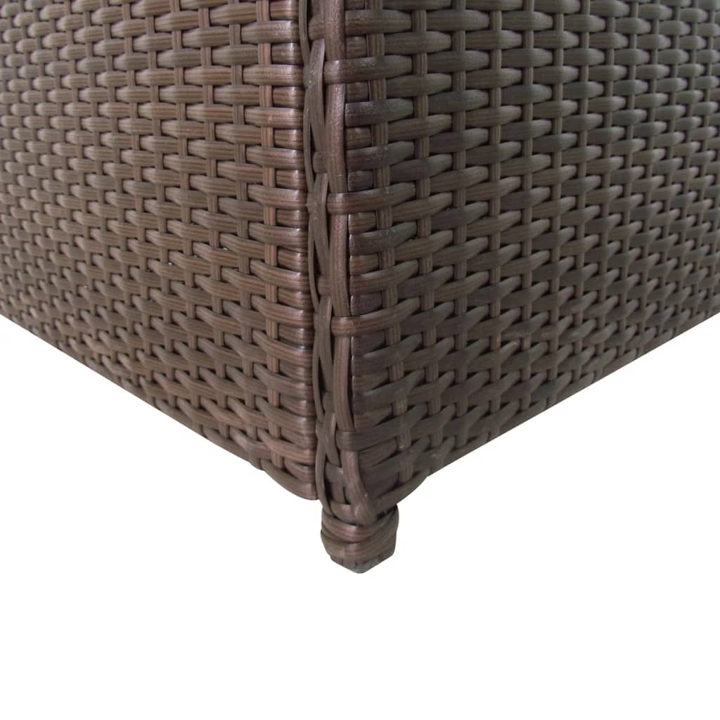 Barna polyrattan kerti tárolóláda 120 x 50 x 60 cm