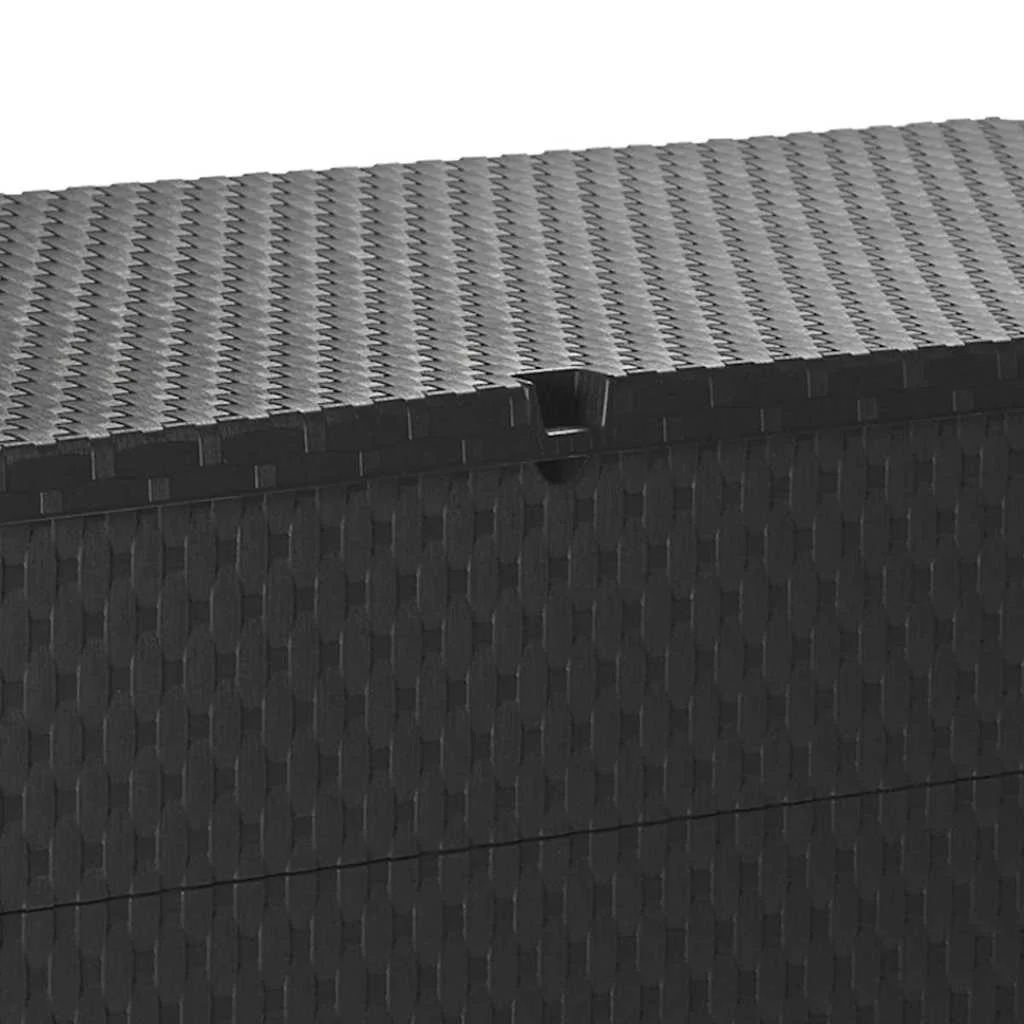 Antracitszürke PP rattan kerti tárolóláda 120 x 56 x 63 cm