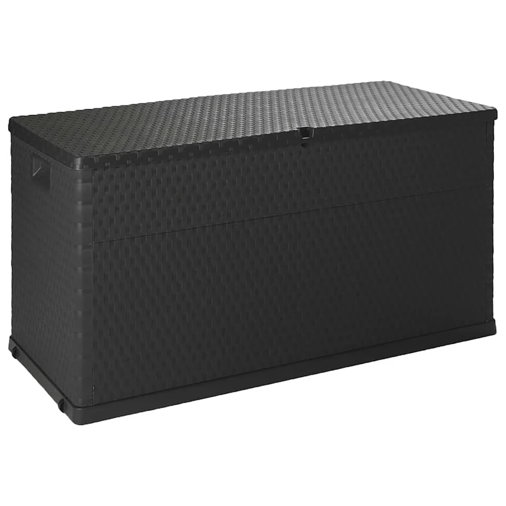 Antracitszürke PP rattan kerti tárolóláda 120 x 56 x 63 cm