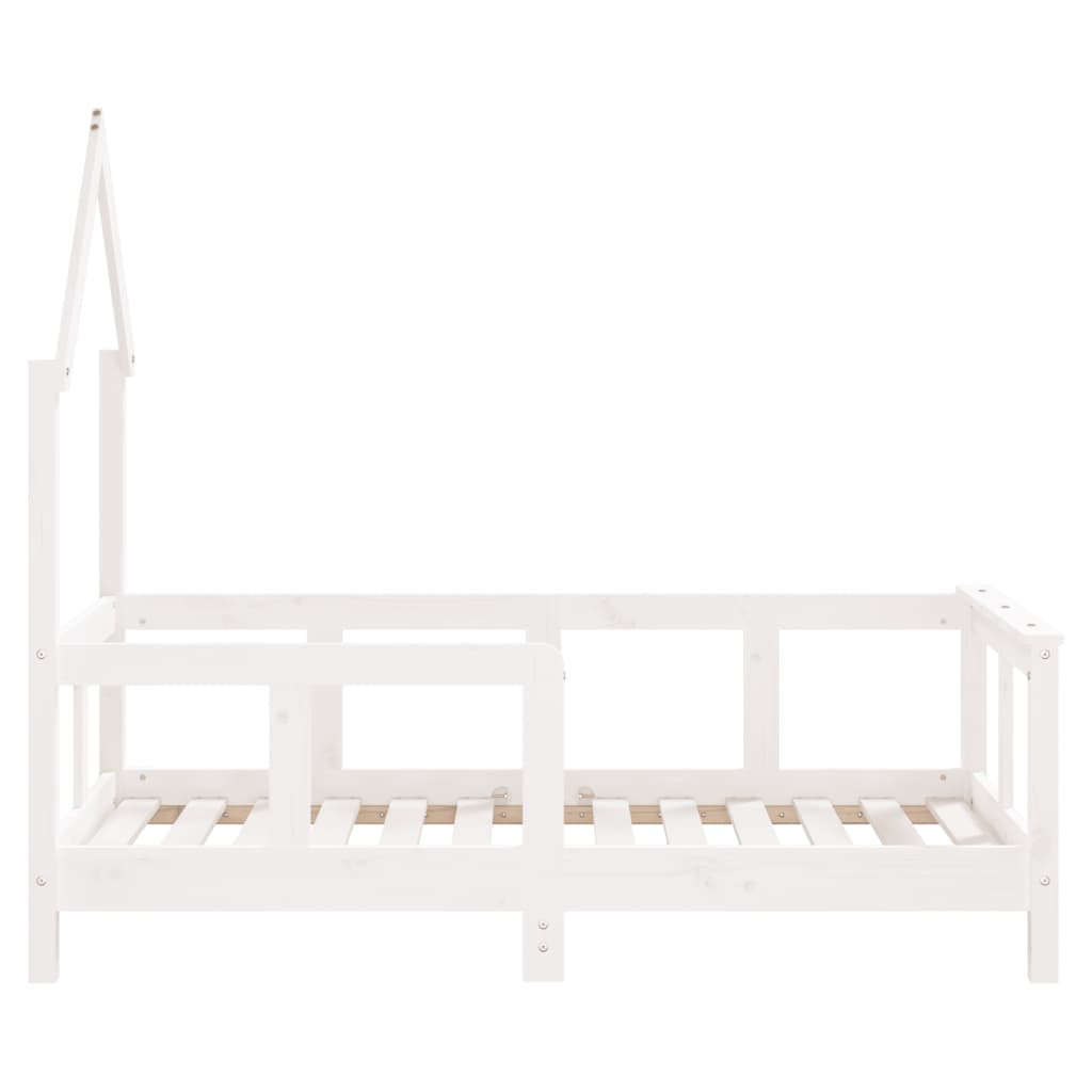 Fehér gyerek tömör fenyőfa ágykeret 70 x 140 cm