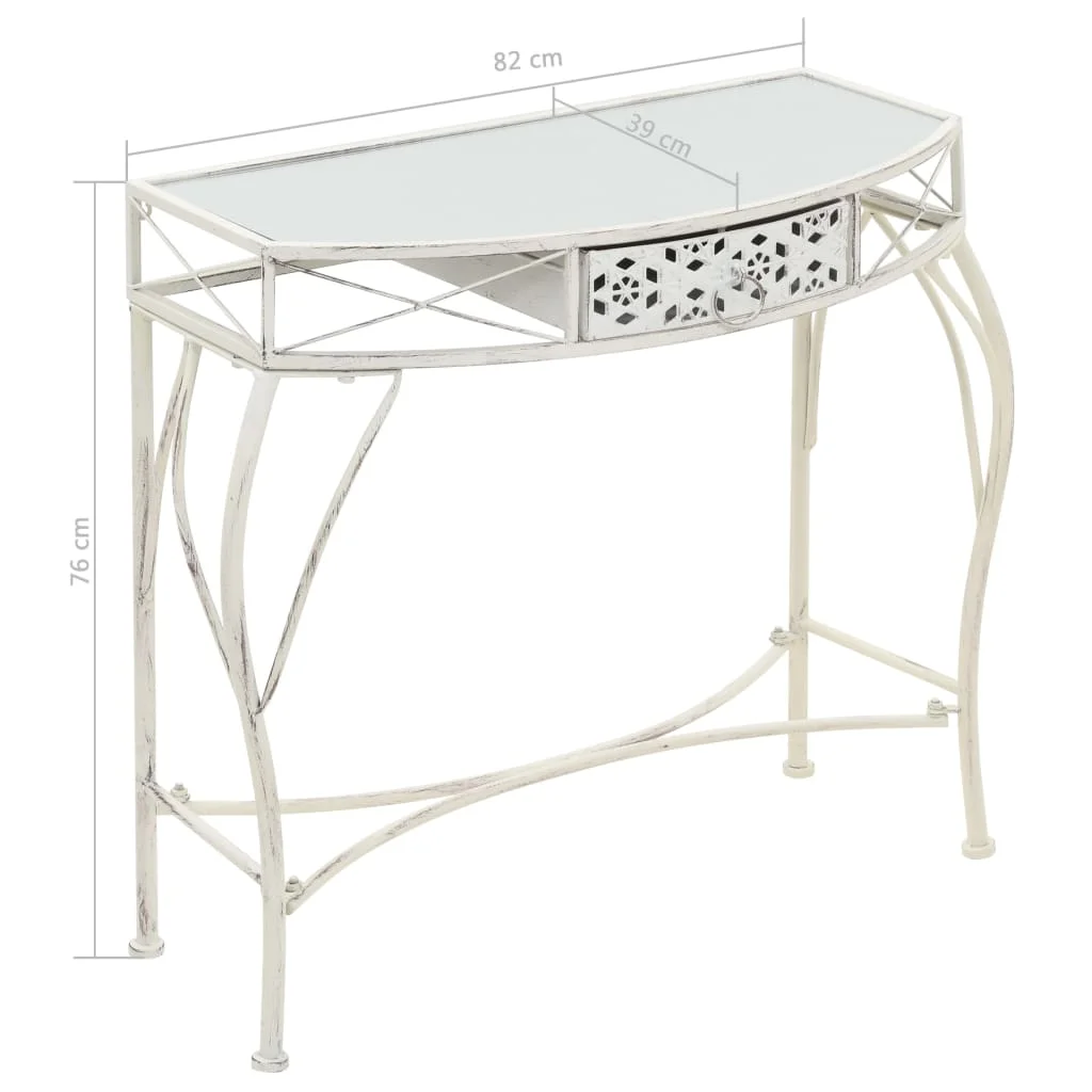    francia stílusú fehér fém kisasztal 82 x 39 x 76 cm